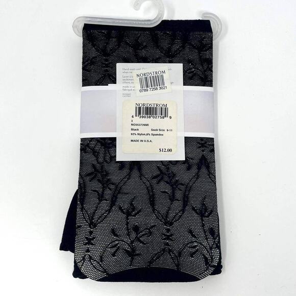 00s CHELSEA 28 NORDSTROM Vintage Black Floral Mesh Socks - Picture 2 of 6